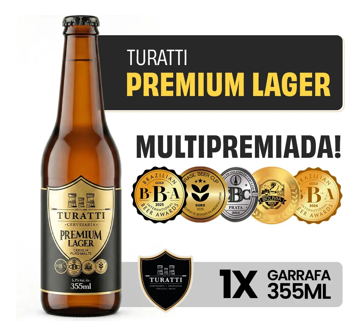 turatti-premium-lager-01 Cerveja Artesanal Turatti Premium Puro Malte American Lager Dourada 355ml - Imagem 1